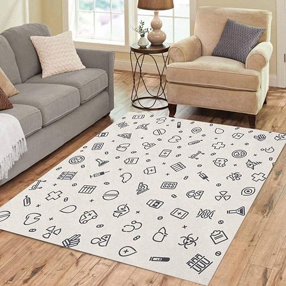 Houlor Area Rug 2' X 3' Light White Health Doctor Insurance