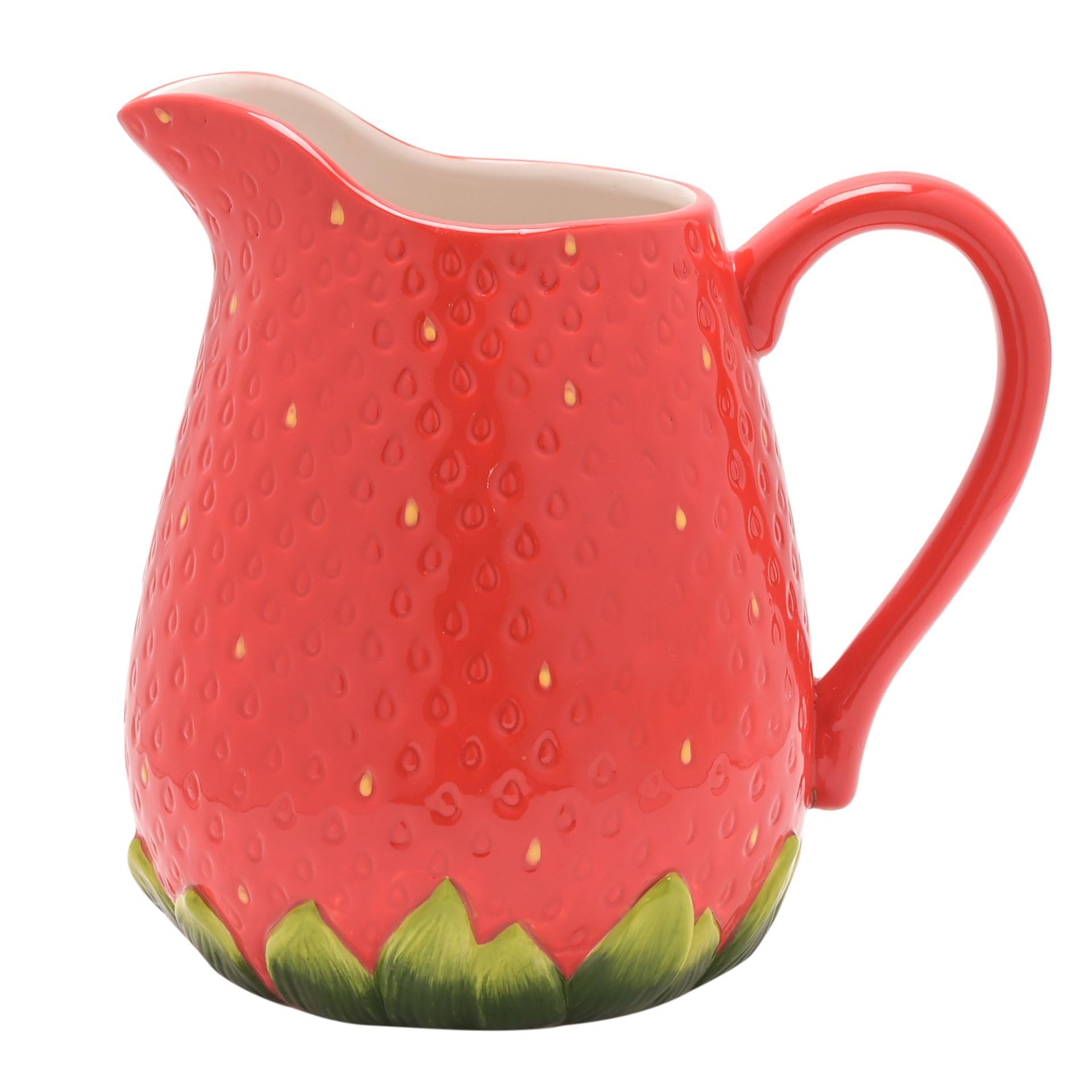 Widdop Cottage Garden Ceramic Strawberry Themed Dinnerware - Strawberry Jug - Summer Crockery Bright Quirky Tableware - Lovely Gift Idea Picnic Outdoor Eating