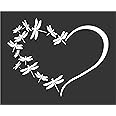 Dragonfly Heart Family Dragonflies Flying - Die Cut Vinyl Window Decal/Sticker for Car/Truck (White)