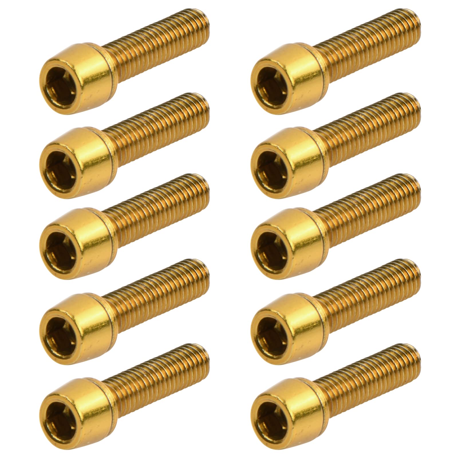 Fangehong 10 Pcs Bicycle Stem Bolts, M5 x 20mm Bike Disc Brake Caliper Bolts with Washers, 4 Colors Bike Stem Fixed Screws, Handlebar Stem Screws for Mountain Road Bicycle (Golden)