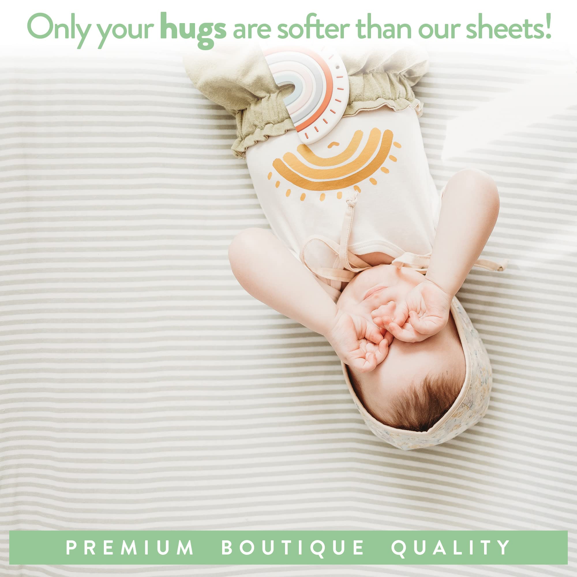 Cuddly Cubs Pack n Play Sheets | 2 Pack Playard Sheet for Baby Girl and Boy | Pure Jersey Cotton Unisex Mini Portable Crib Sheets | Sheep and Stripe in Grey | Compatible with Graco Pack and Play
