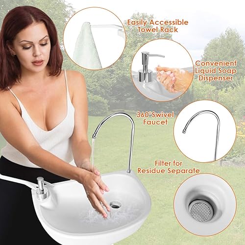 Giantex Portable Camping Sink with Soap Dispenser and Towel Holder