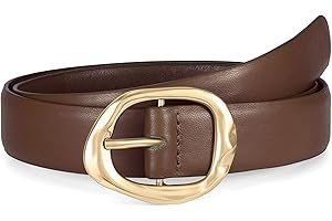 WHIPPY Leather Belt for Women Casual Waist Belt with Gold Buckle Fashion Ladies Belt for Jeans Pants Dress
