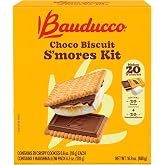 Bauducco Choco Biscuit S&rsquo;mores Kit &ndash; Individually Wrapped Packs with Chocolate Biscuits and Marshmallows for Easy S&rsquo;mores Making, 16.94 oz (Pack of 20)