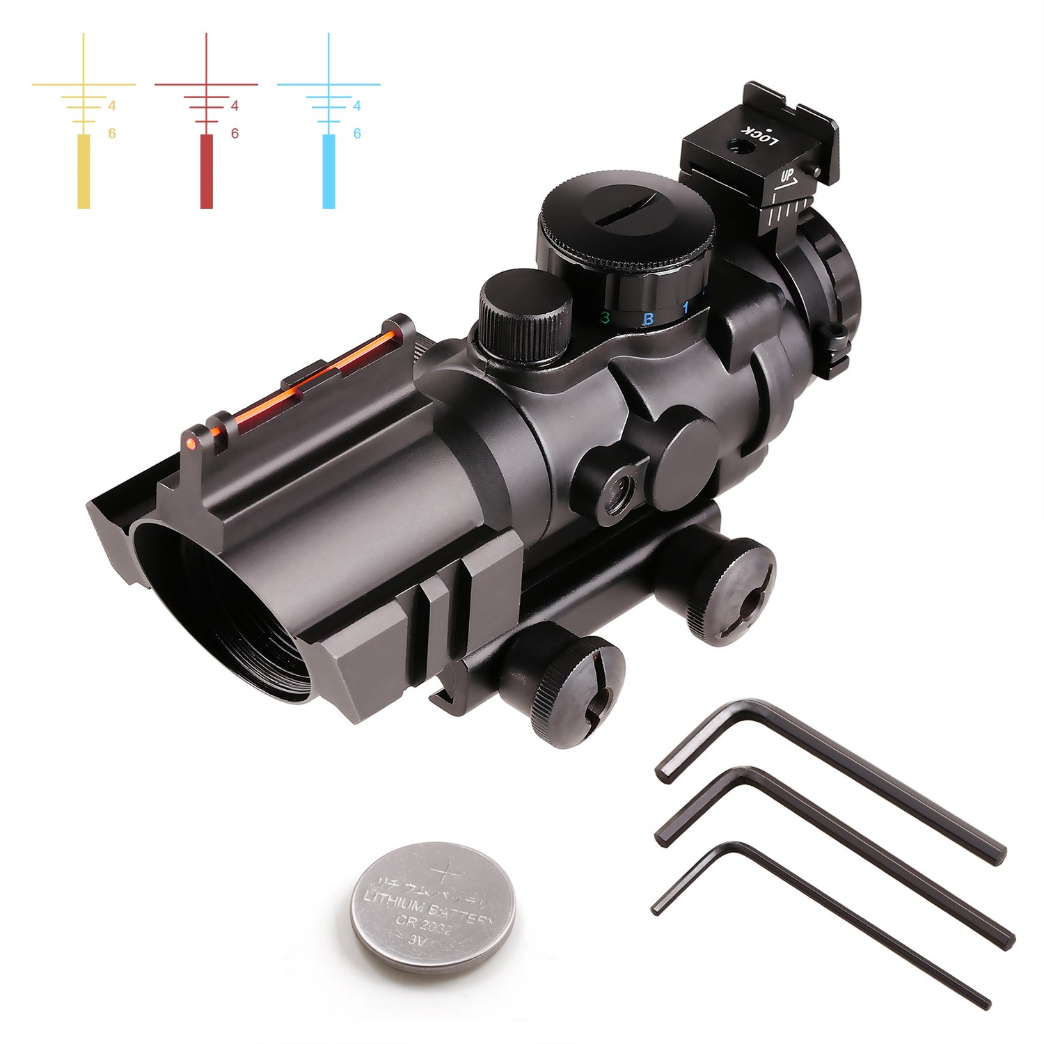 Sporting Goods Triilluminated 4X32 Prismatic RGB Fiber Optic Rifle