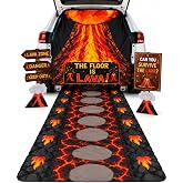 Lava Theme Trunk or Treat Car Decorations Kit for SUV, Volcano Backdrop | Halloween Car Decor with Lava Floor Mat and Volcano Backdrop for SUV Trunks, Archways, Garage Doors and Tailgate Parties