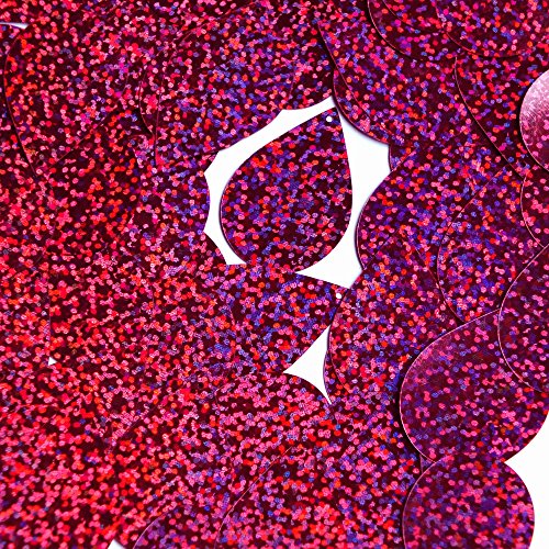 Sequin Tear Drop 1.5 inch Berry Pink Glitter Hologram Multi Reflective Metallic Couture Paillettes. Made in USA. For embroidery, costume, embellishment