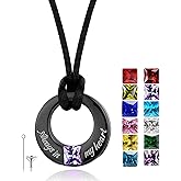 YOUFENG Birthstones Urn Necklaces for Ashes Round Cremation Pendant Urns for Human Ashes Memorial Keepsake Locket Jewelry All