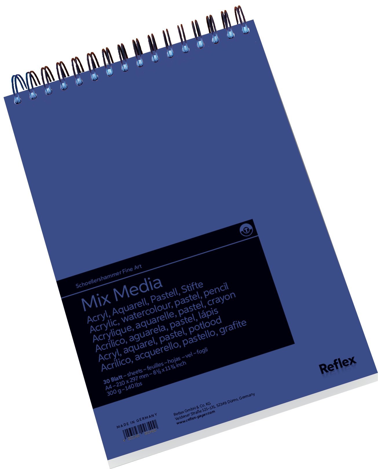 Schoellershammer Mix Media Pad A4, 30 Sheets, Spiral Bound, 300gsm White Paper, VF5004286