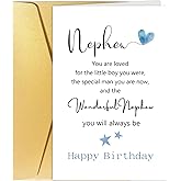 Spercy Nephew Birthday Card, Happy Birthday Card Gift for Nephew, 16th 18th 21st 30th Birthday Card from Aunt Uncle, Wonderful Nephew Card