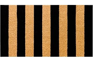 THEODORE MAGNUS Natural Coir Doormat with Non-Slip Backing - 17 x 30 - Outdoor/Indoor - Natural - Right Stripes - COIR-1730-15-202
