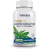 Palmara Health Premium Andrographis Paniculata Extract 1,200mg with 100mg Andrographolides Vegan Capsules for Immune & Digestive Support, Non-GMO, Gluten Free, Herbal Dietary Supplement