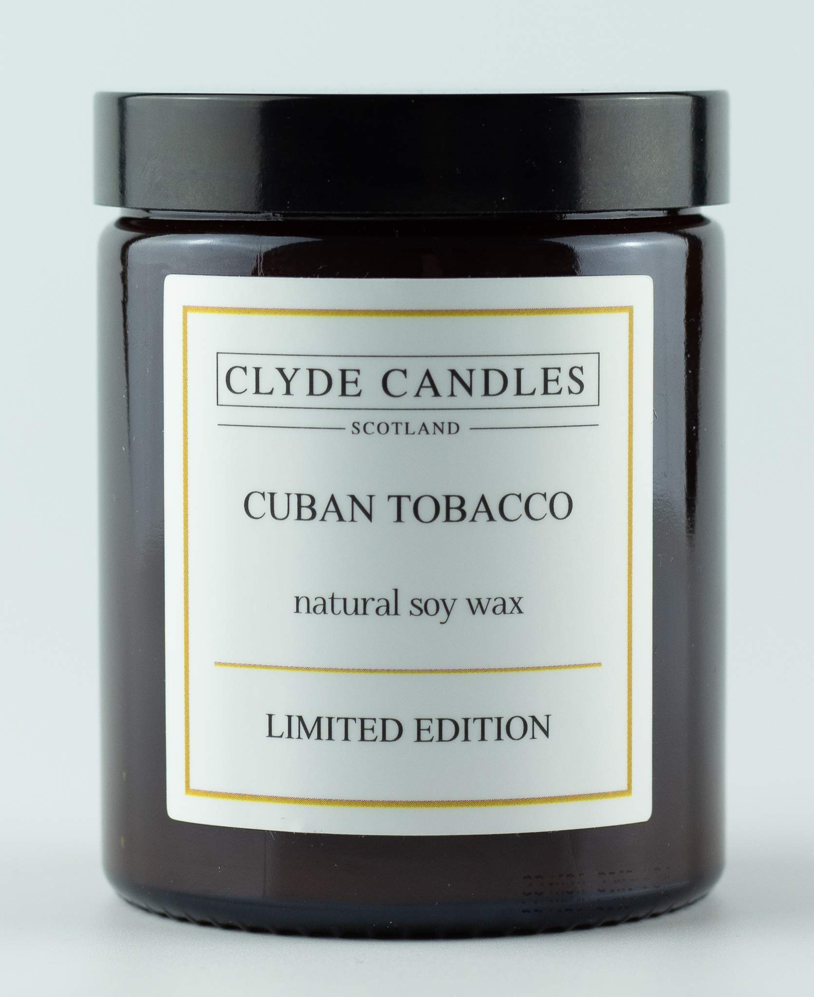 Natural Soy Candle Amber Glass - Clyde Candles Limited Edition (Cuban Tobacco)