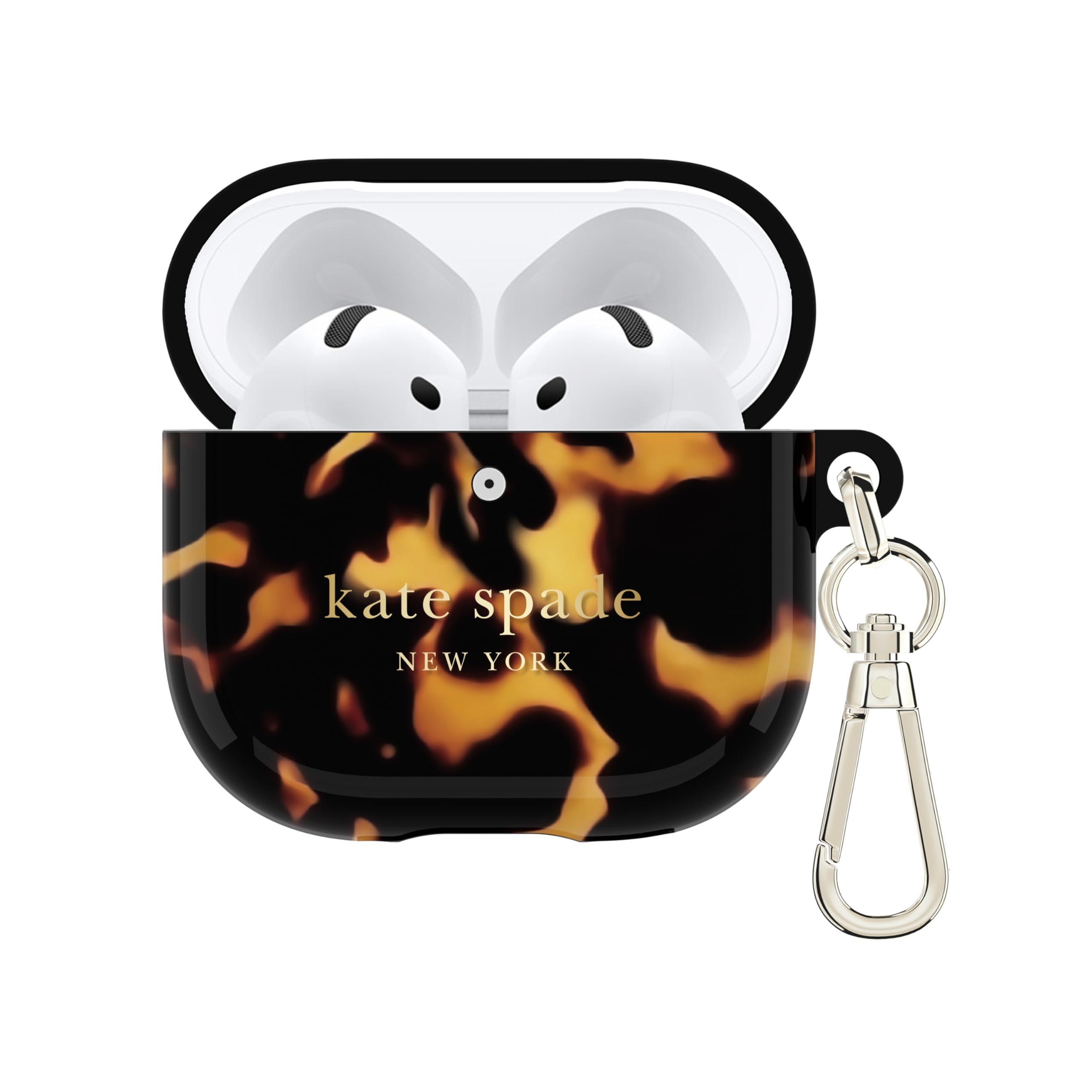 Photo 1 of kate spade new york AirPods 4 Protective Case with Keychain Ring - Transparent Tortoise, Compatible with AirPods 4th Generation
