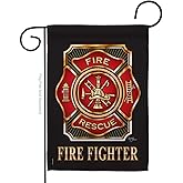 Breeze Decor Fire Fighter Garden Flags Military Armed Forces Memorabilia Banner Wall Tapestry Americana Decorations Blue Star Remembrance Retire Outdoor Veteran Memorial Day Gifts Made in USA