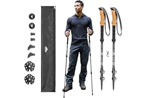 Cascade Mountain Tech Trekking Poles - Aluminum Hiking Walking Sticks with Adjustable Locks Expandable to 54" (Set of 2)