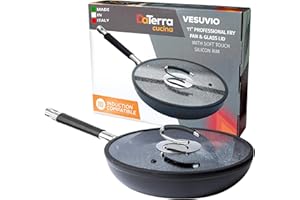 Professional 11 Inch Nonstick Frying Pan with Lid | Italian Made Ceramic Nonstick Pan by DaTerra Cucina | Sauté Pan, Chefs Pa