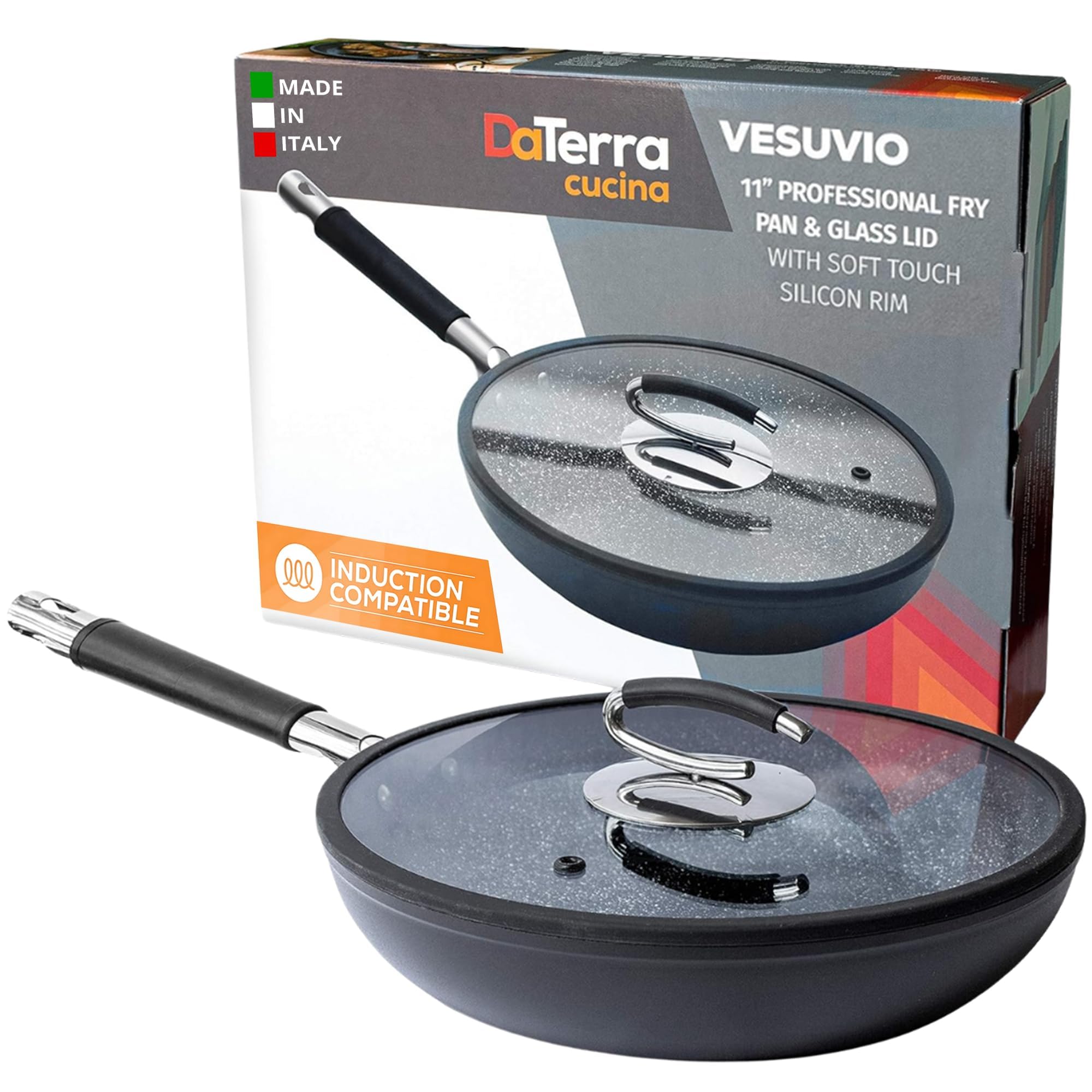 Photo 1 of ***MISSING PARTS***
DaTerra Cucina 11" Nonstick Ceramic Frying Pan with Lid – Oven & Induction Safe, High Heat Resistant Nonstick Cookware, Dishwasher Safe, Durable & Stylish - Volcanic Black Speckled – Made in Italy