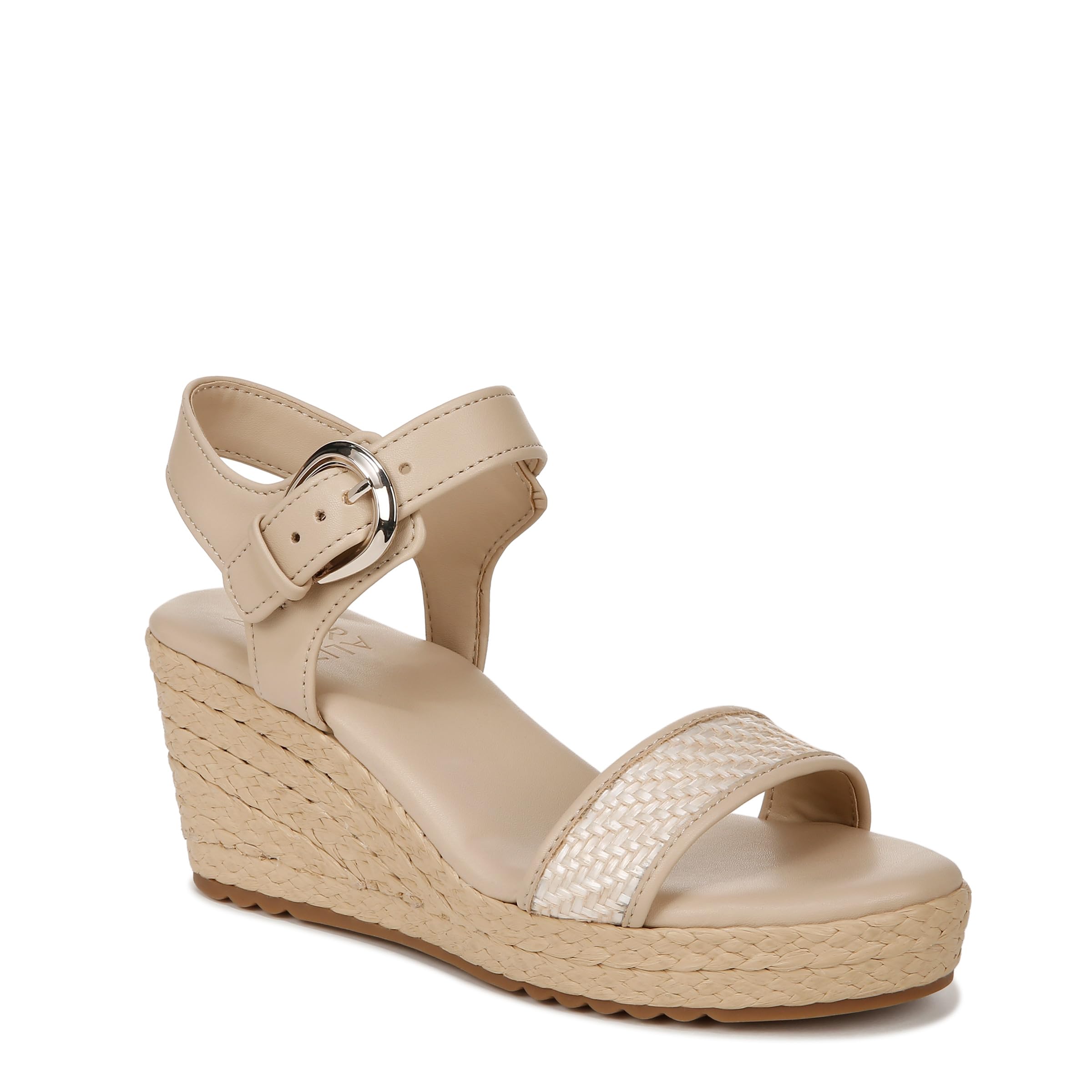 Naturalizer Womens Stella Open Toe Wedge Sandal Beige Multi Woven 9.5 W