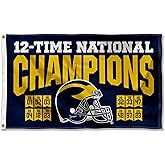 Michigan Team University Wolverines 2023 and 12x Time National Champions Banner Flag