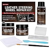 Liovsiso Black Leather Steering Wheel Repair Kit – Steering Wheel Restoration Kit –Leather Scratch Repair, Scuffs, and Tears on Leather Steering Wheels – Bring Back The Original Look with Ease
