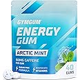 GYMGUM Energy Caffeine Gum | 50mg Caffeine per gum | Energy & Focus Supplement| Energy Gum Boosted With L-Theanine + Taurine | 0 Calories & Sugar Free | (Arctic Mint, 40 Count)