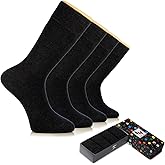 Hugh Ugoli Men's Cotton Dress Socks for Business & Trouser, Thin & Seamless Crew Socks, 4 Pairs with Gift Box, Shoe Size 8-12