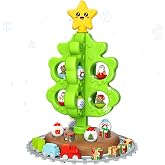 My First Christmas Tree for Kids, Tree Toy Set with Hanging Decorations Ornaments, Xmas Tree with Snowman/Santa/Moose/Gifts Toys, DIY Train Set with Tracks for Boys Girls