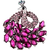 YACQ Women's Peacock Stretch Rings Fit Finger Size 7 to 9 - Lead & Nickle Free - Elastic Soft Band Perfect for Arthritis - Scarf Holders - (1-3/4 x 1-3/4) Inches