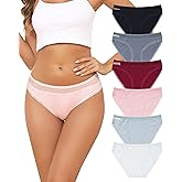 LEVAO Womens Underwear Cotton Bikini Panties Lace Cut Out Stretch Cheeky Ladies Briefs 6 Pack S-XL