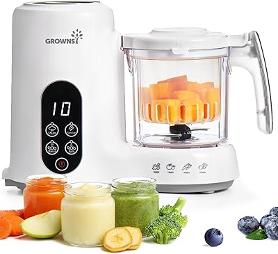 Grownsy Babynahrungszubereiter mit Dampfkorb – Dampfgarer, Mixer & Sterilisator in einem Gerät, BPA-frei, für gesunde hausgemachte Babynahrung, BPA-frei