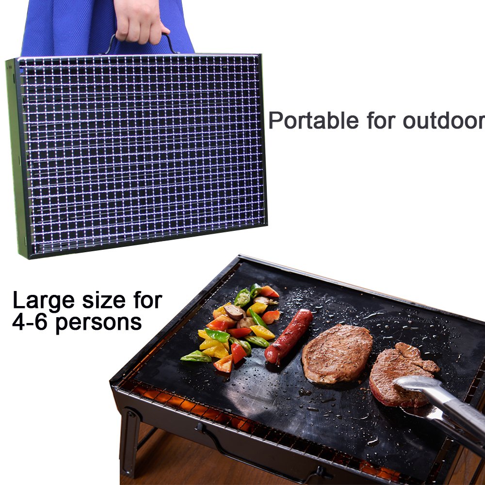 LUXJET BBQ Grill,Portable Charcoal Stainless Steel Barbecue Grill,Foldable Coal Garden Travel Camping Folding Grill