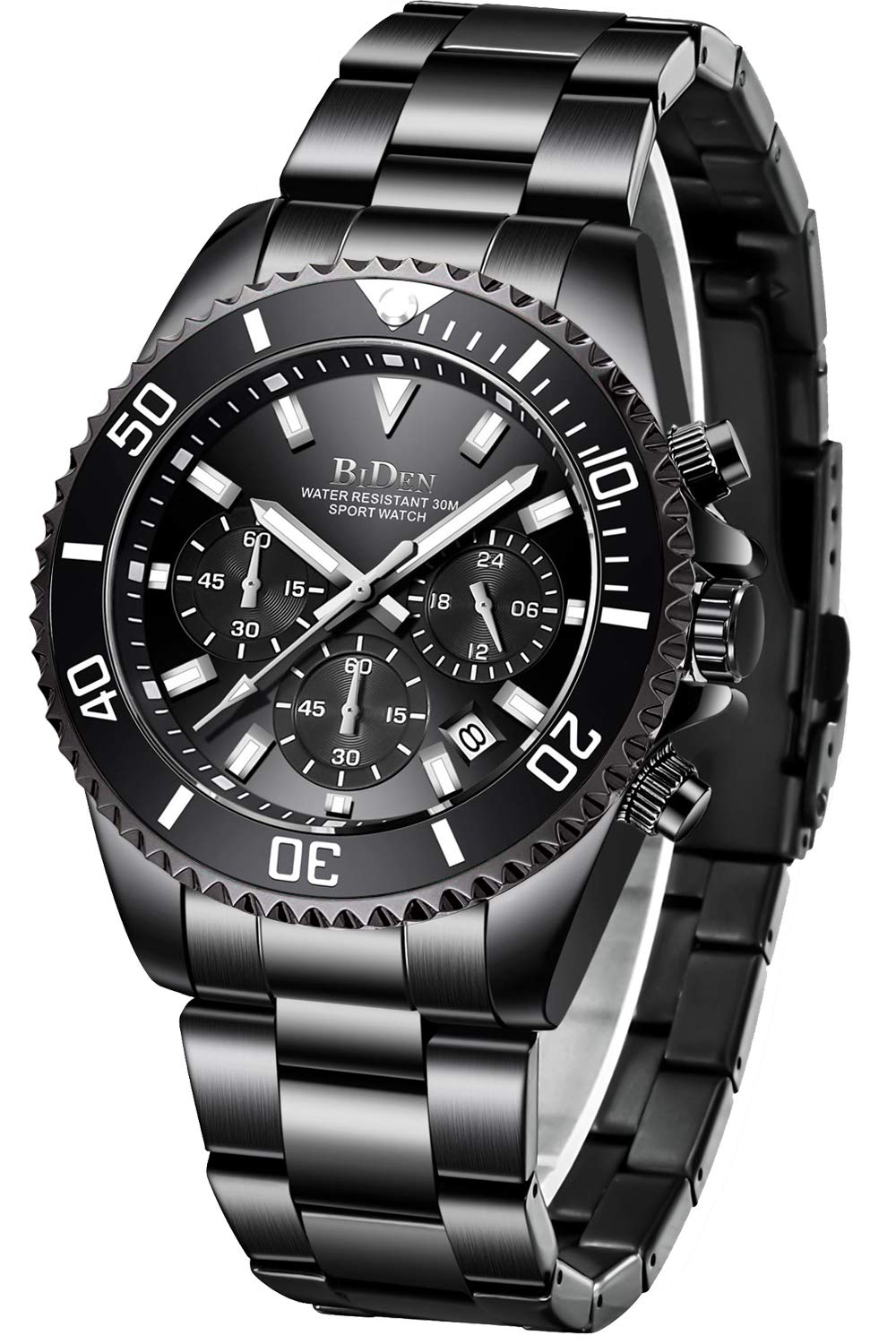 Mens Watches Men Designer Chronograph Military Waterproof Analogue Quartz Watch Men Stainless Steel Wrist Watch Fashion Large Date Watches for Men Black โ image 1