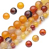 Youngbling Natural Gemstone Beads for Jewelry Making,10mm Amber Agate Polished Round Smooth Stone Beads for Bracelet Necklace 15 Inch(Amber Agate,10mm)