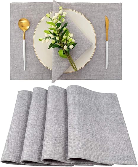 Amazon Com Spring Garden Home Placemats Set Of 4 Farmhouse Heat Resistant Table Place Mats For Kitchen Dining Tables 13 X 19 Inches Light Grey Home Kitchen