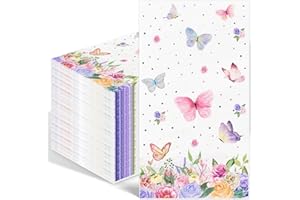 IANFEPH 100PCS Butterfly Paper Napkins 3 Ply Disposable Hand Towels for Bathroom Pink Butterfly and Flowers Guest Napkins Floral Dinner Napkins for Bridal Baby Shower Wedding Birthday Spring Summer Party