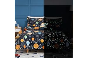 KALEIDO SPACE Twin Comforter Set for Boys - 3 Pieces Space Twin XL Bedding Set with 1 Comforter, 1 Decor Pillow, 1 Pillow Sham