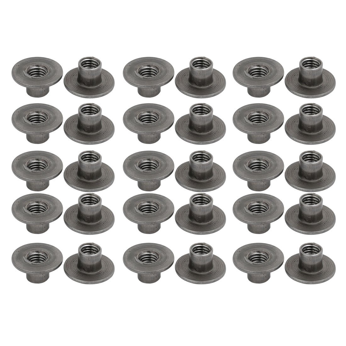 Sourcingmap M8x10mm Carbon Steel Round Base Through-Hole Insert Tee Nut 30pcs