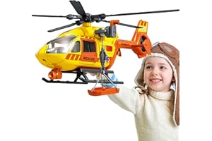 Wenbeier Rescue Helicopter Toys for Boys with Hanging Basket Airplane Toy with Lights and Sound Rescue Vehicles Toys for Kids Aged 3 4 5 6 7