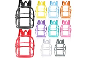 Aliceset Clear Backpack Bulk Waterproof Transparent Colorful Bookbag Donation Supply Kits for Women Men(9 Inch,10 Pcs)