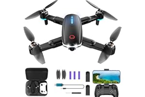 CrazyNov Drone with Camera, 1080P HD FPV Foldable Drone with Brushless Motor Optical Flow, One Key Take Off/Land, 360° Flip, Waypoint Fly, Gesture Selfie, 2 Batteries, Mini Drones for Kids Beginners