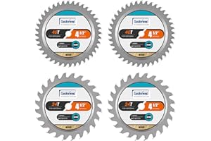 Luckyway 4-Pack 4-1/2 Inch 24T&40T with 3/8 Inch Arbor TCT Circular Saw Blade for Cutting Wood