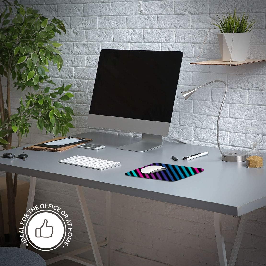Comfortable Mouse Mat, Fun Retro Stripes Pink Teal 23.5 x 19.6 cm (9.3 x 7.7 inches) for Computer & Laptop, Office - Image 5