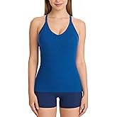 ATTRACO Ribbed Workout Tank Tops for Women with Built-in Bra V Neck Rackback Going Out Camisole