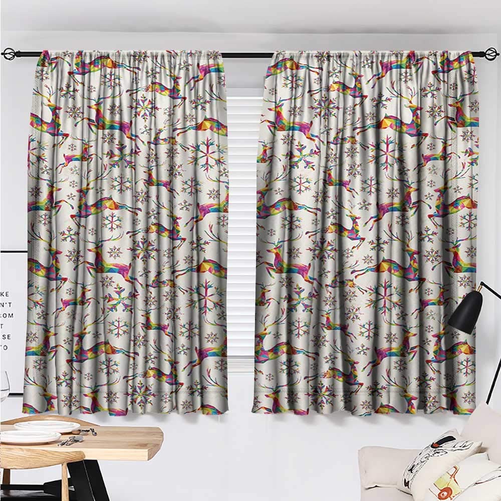 Home Textiles Ediyuneth Lace Curtains Deer Christmas Themed
