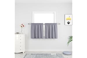 UPOPO Short Curtains Linen Textured Cafe Kitchen Tiers Over Sink 30 inches Long Charcoal Grey Half Window Curtains Caravan Bathroom Basement Small Curtain Panels Rod Pocket 2 Pieces