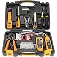 InstallerParts Professional Network Tool Kit 15 In 1 - RJ45 Crimper Tool Cat 5 Cat6 Cable Tester, Gauge Wire Stripper Cutting Twisting Tool, Ethernet Punch Down Tool, Screwdriver, Knife