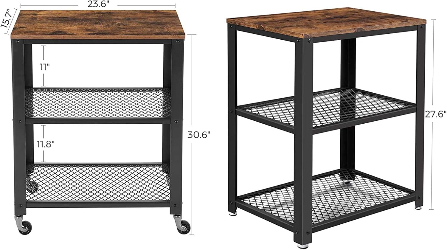 VASAGLE Standing Baker's Racks, 30.6"H, Rustic Brown - Bar & Serving Carts
