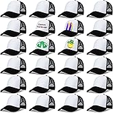 Handepo 24 Pack Sublimation Blank Cap Trucker Mesh Baseball Cap Bulk Adjustable Plain Blank Mesh Hat for Summer DIY Printing(Black White,24 Pieces)