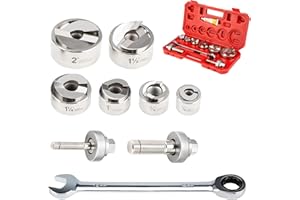 IBOSAD Manual Knockout Hole Punch Driver Kit 1/2 to 2 inch Electrical Conduit Hole Cutter Set KO Tool Kit,Can't Use for Stainless Steel Plate (with Chromed Punch Dies)